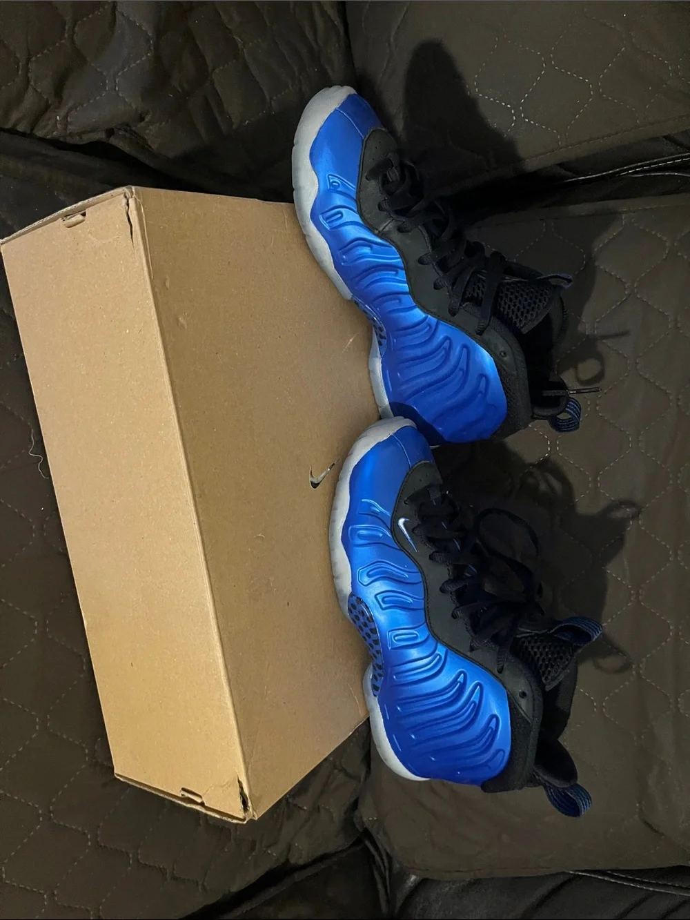 Nike Kids Royal Blue and Black Foamposite-Style Sneakers